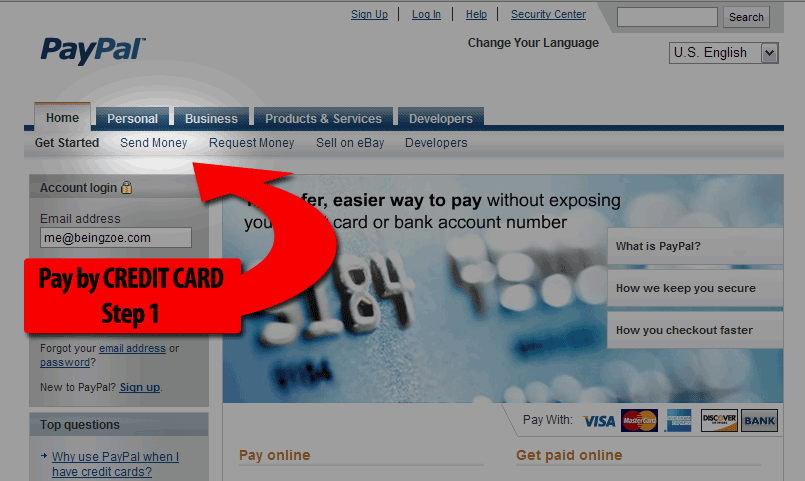 How to sign up for PayPal from their home page. Step 1.